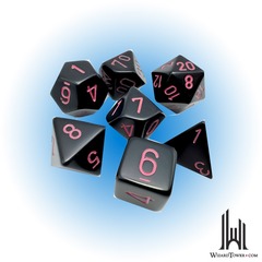 OPAQUE 7-DIE SET POLYHEDRAL BLACK/PINK